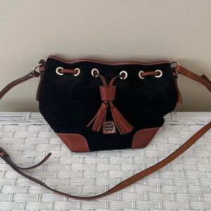 Dooney & Bourke Black suede and Brown leather Crossbody Bag